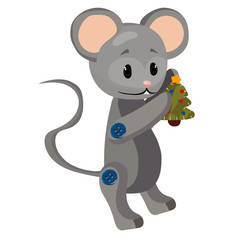 A little rat. 2020 of the rat. Chinese New Year. Cartoon vector illustration isolated on a white background.