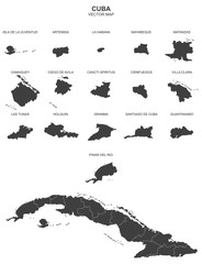 political map of Cuba on white background