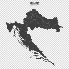 vector map of Croatia isolated on transparent background