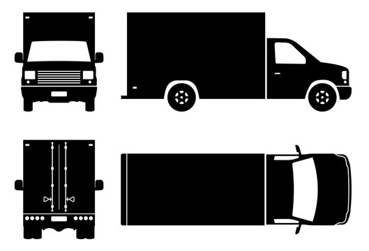 Delivery truck black icons vector illustration