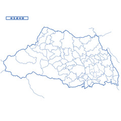 サイタマ県地図 シンプル白地図 市区町村