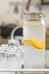 Water mixed with orange peel