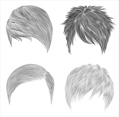 set of different trendy woman man hairs. sketches . Beauty style..unisex