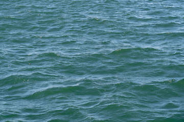 Blue water background. Waves on water surface, watery texture