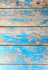 Obraz premium Old vintage blue and beige painted wooden planks. Rustic background texture.