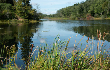 View to blue lake.