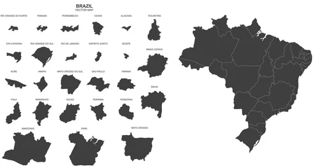 Fotobehang political map of Brazil on white background © agrus