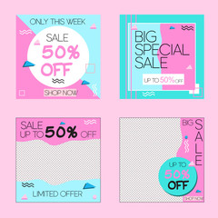 sales banner for web, social media, printing, fashion, beauty - online shop - Vector
