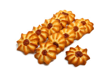 Group of shortbread biscuits isolated on a white background