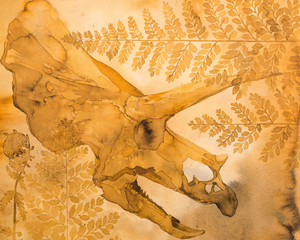 Dinosaurs. hand-drawn prehistoric animals background. jurasstic watercolor illustration