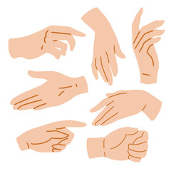 Hands set on white background