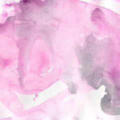 Watercolor illustration. Texture. Watercolor transparent stain. Blur, spray. Pink color.