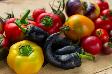 group different varieties of pepper and tomato