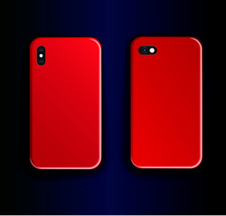 Two vector mockups for smartphone case - stylish gradient print Trendy design for smartphone case burgundy color