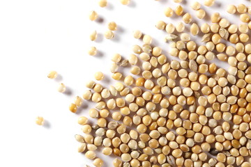 Chickpeas isolated on white background, top view