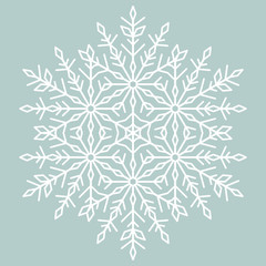 Round snowflake. Abstract winter ornament. White snowflake