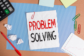 Text sign showing Problem Solving. Business photo showcasing process of finding solutions to...