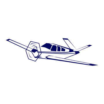 airplane isolated on white background. V tail aircraft vector. Small plane vector illustration. Twin engine propelled aircraft.