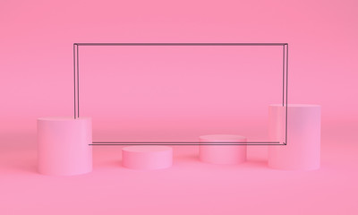 Geometric shape scene minimal, 3d rendering.