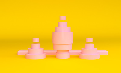 Geometric shape scene minimal, 3d rendering.