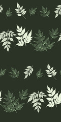 Fototapeta na wymiar Leaves seamless pattern. Vector background hand drawn. Textile print, wrapping ,wallpaper.