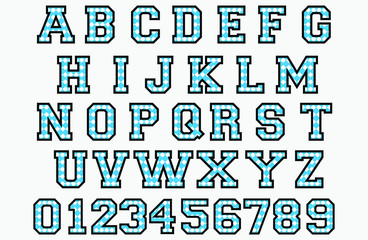 Checkered letter font and number
