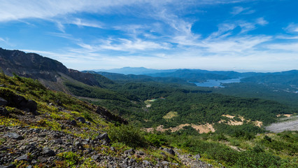 Fototapeta na wymiar 磐梯山からの桧原湖