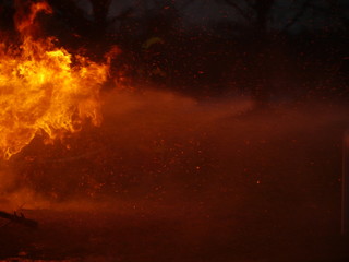 Christbaumverbrennung Weihnachtsbaumverbrennung Feuer Flammen und Feuerwehr