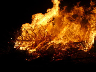 Christbaumverbrennung Weihnachtsbaumverbrennung Feuer Flammen und Feuerwehr