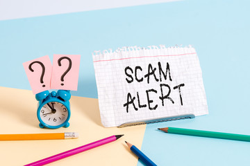 Handwriting text writing Scam Alert. Conceptual photo unsolicited email that claims the prospect of...