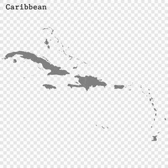 High quality map of Caribbean