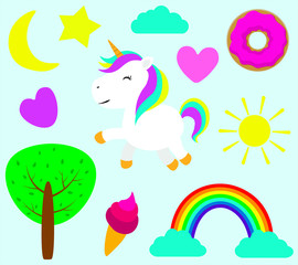  Set of cute unicorn vector