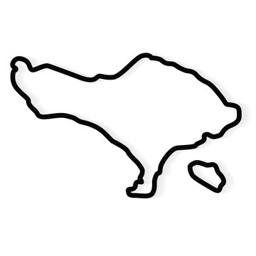 abstract black outline of Bali map- vector illustration