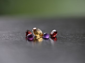 Garnet, Citrine and Amethyst macro