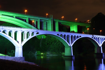小倉橋と新小倉橋のライトアップ（神奈川県相模原市）,ogura bridge,shinogura bridge,sagamihara city,kanagawa,japan