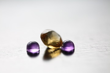 Citrine and Amethyst gems