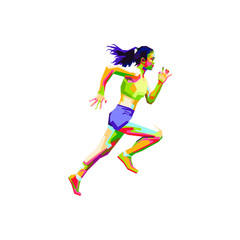 Fototapeta na wymiar running girl wpap pop art illustration