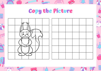 Copy the picture. Drawing activity for kids. Educational game for preschool children. Vector Illustration. 