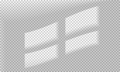 Vector illustration with shadow overlays  on transparent background. Window frame shadows for natural light effects. Photo-realistic scene.