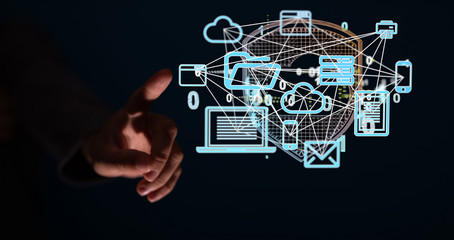 Data sorting flow process. Big data stream futuristic infographic.