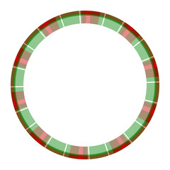 Round frame vector vintage pattern design template. Circle border designs plaid fabric texture. Scottish tartan background for collage art, gif card, handmade crafts.