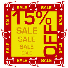 Discount Fifteen Percent Off Yellow Red Sale Square 