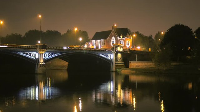 Trent Bridge People Driving Along At Night In Nottingham 