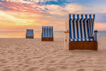 Naklejka premium Beach Chairs on the island Sylt - Digital Painting