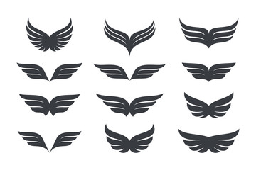 Wings vector Collection. Eagle bird heraldic flying Falcon Phoenix Hawk logo.