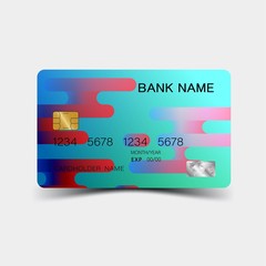 Obraz premium Credit card. With colorful elements desing. And inspiration from abstract. On white background. Glossy plastic style. 