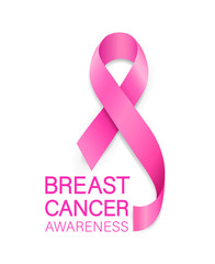 Pink ribbon symbol. Breast Cancer Awareness Month Campaign. Icon design. For poster, banner and t-shirt. Vector Illustration isolated on white background.