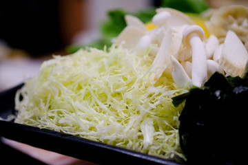 Hot pot set with fresh of vegetable