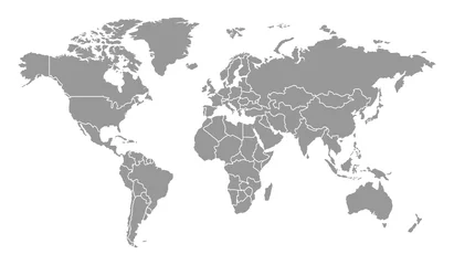 Fotobehang Detailed Gray World Map Separated Country Vector Design © Abbasy  Kautsar