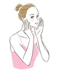 スキンケアをする女性